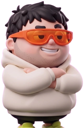 That Crypto Bro mascot with arms crossed
