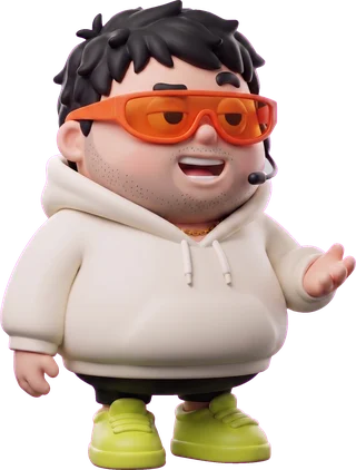 That Crypto Bro mascot wearing a headset