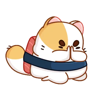 Dazed Cat animated sticker, hiding its face behind both paws