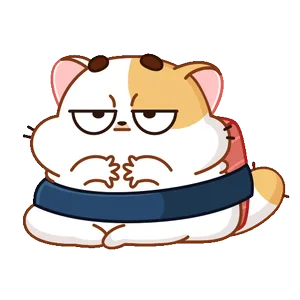 Dazed Cat animated sticker, arms folded, giving a flat unimpressed stare