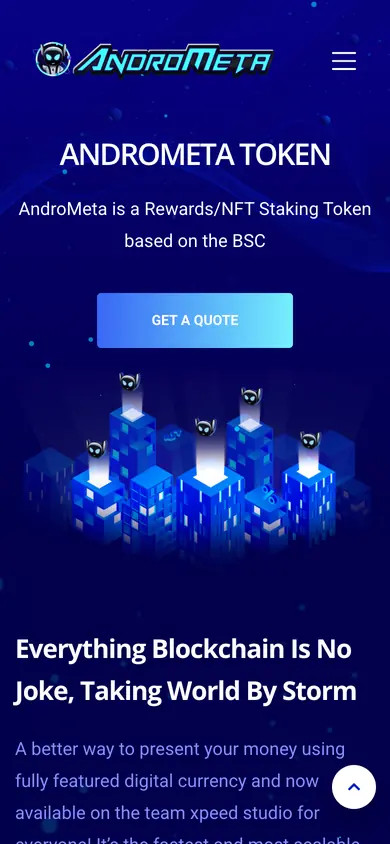 The same AndroMeta build on a 390px phone screen, the 9 sections stacked into one column