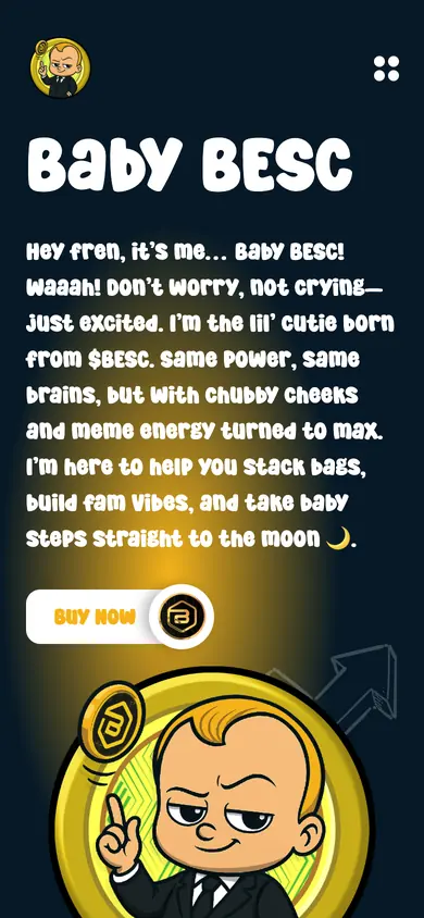 The same Baby Besc build on a 390px phone screen, the 8 sections stacked into one column