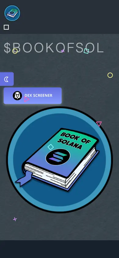The same $BookOfSol build on a 390px phone screen, the 6 sections stacked into one column