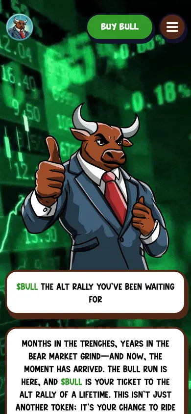 The same Bull Run build on a 390px phone screen, the 6 sections stacked into one column