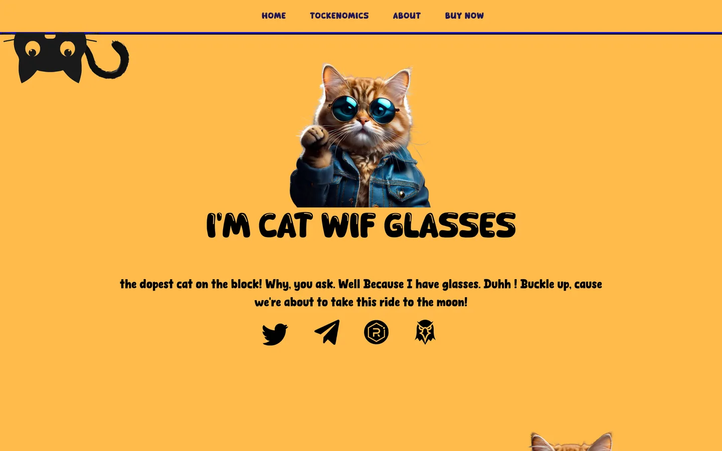Cat Wif website as delivered, an orange hero, 6 sections