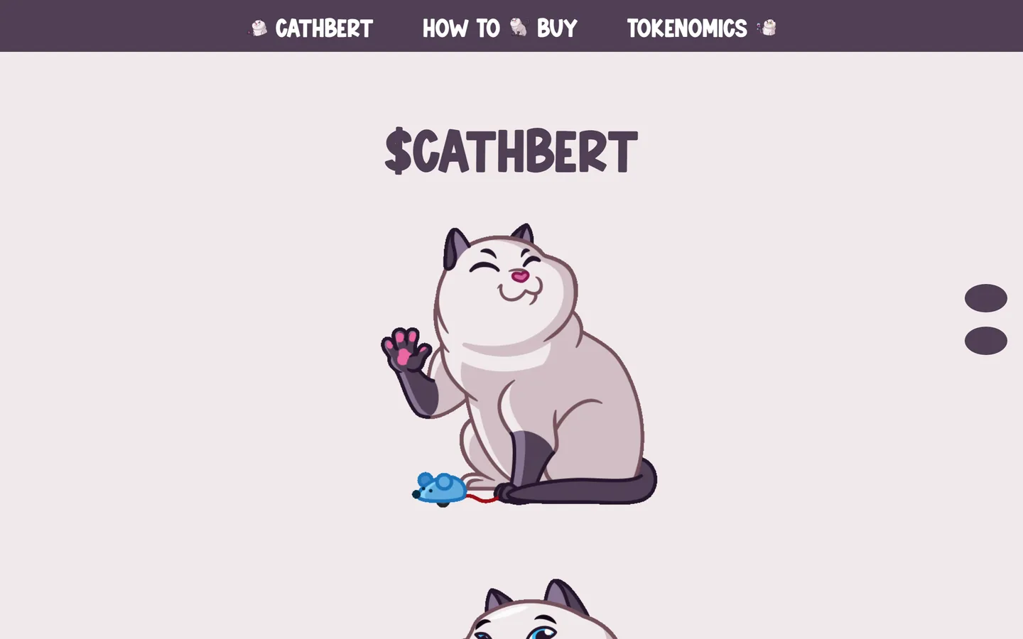 $Cathbert website as delivered, a white hero, 7 sections