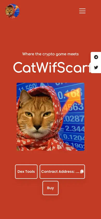 The same CatWifScarf build on a 390px phone screen, the 6 sections stacked into one column