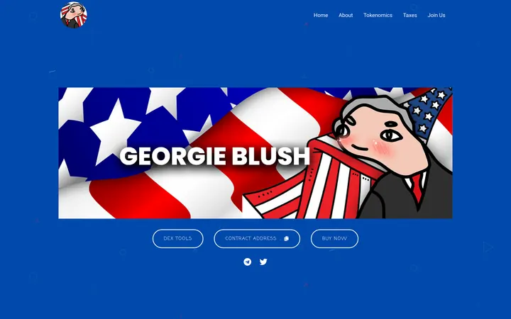 Georgie Blush meme coin website, a blue hero