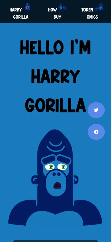 The same Harry Gorilla build on a 390px phone screen, the 6 sections stacked into one column
