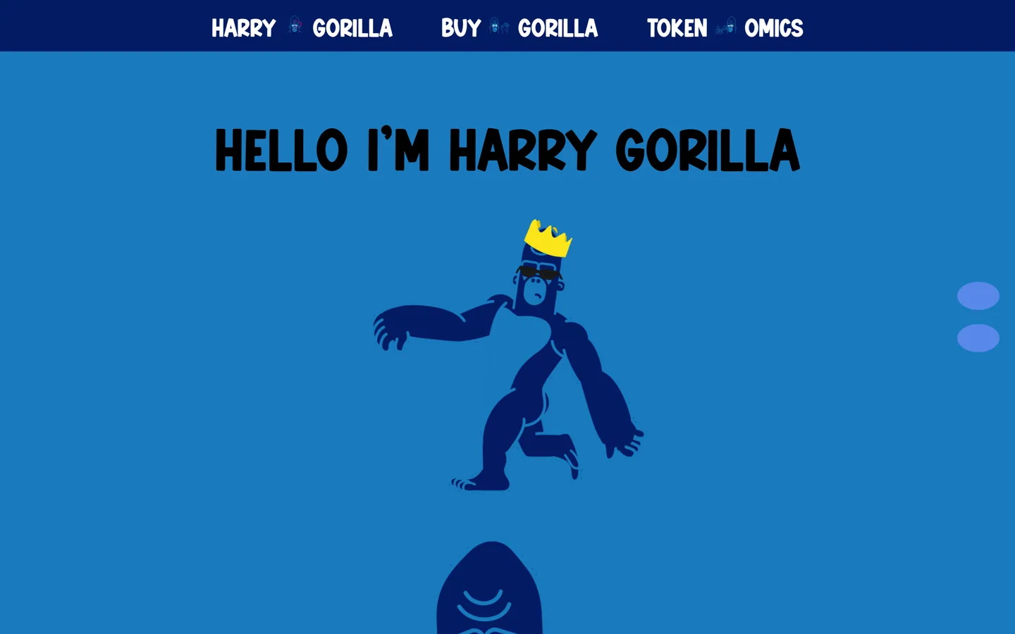 Harry Gorilla website as delivered, a blue hero, 6 sections