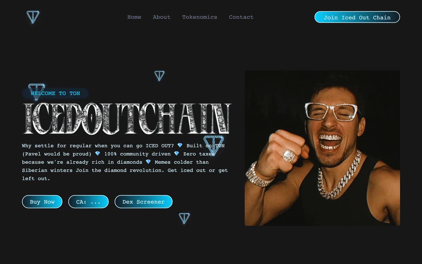 Iced Out Chain website as delivered, a black hero, 7 sections