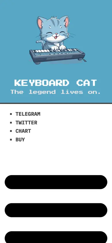 The same Keyboard Cat build on a 390px phone screen, the 6 sections stacked into one column