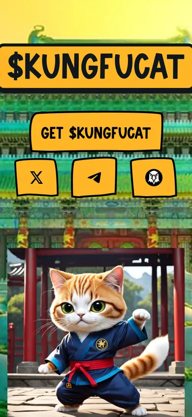 The same Kung Fu Cat build on a 390px phone screen, the 5 sections stacked into one column