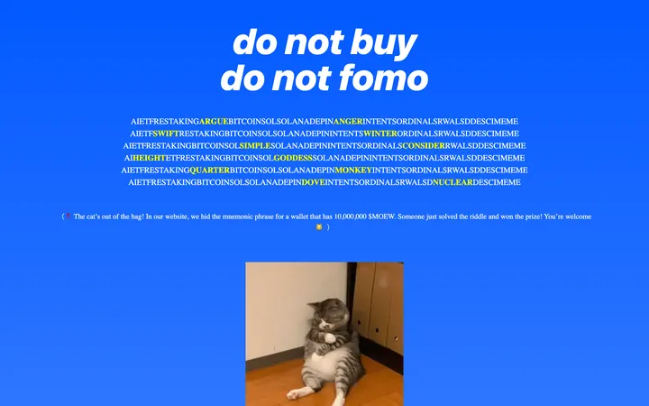 $MOEW meme coin website, a blue hero