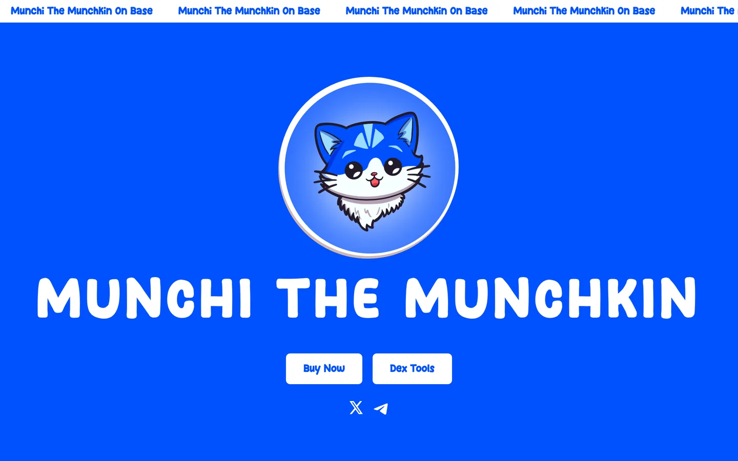 Munchi the Munchkin website as delivered, a blue hero, 7 sections
