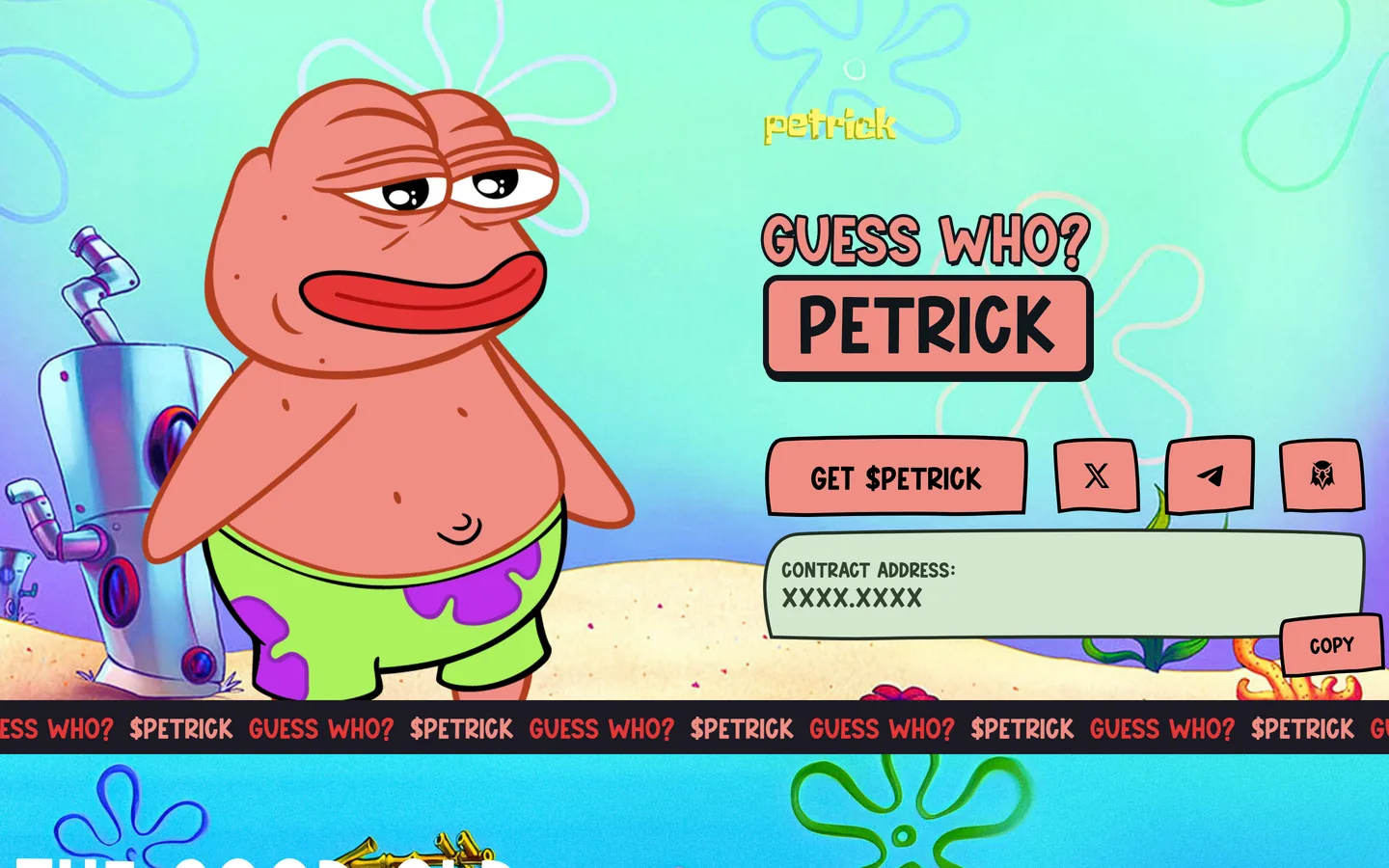 Petrick website as delivered, a teal hero, headline "Guess who? Petrick"
