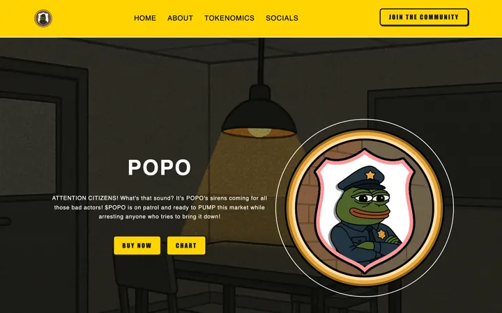 POPO meme coin website, a yellow hero