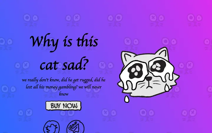 sadcat meme coin website, a blue hero