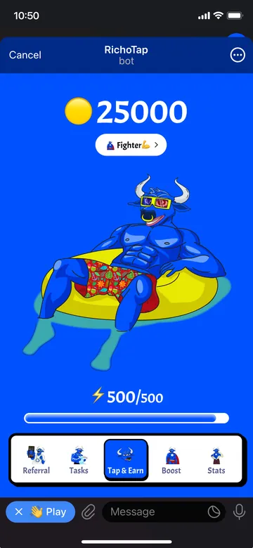 RichoTap: Tap and Earn, the screen the game lives on