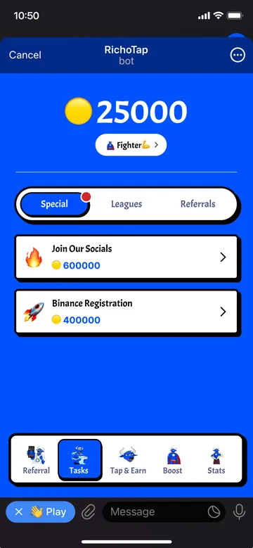 RichoTap: Tasks, Special tab