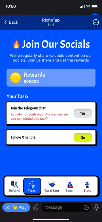 RichoTap: The failure state, when the game cannot confirm the task