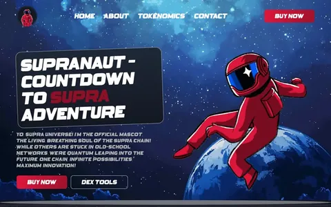 SupraNaut meme coin website, a blue hero