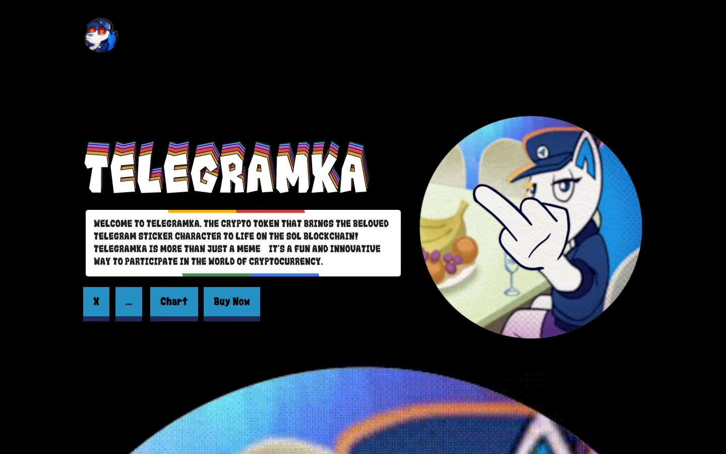 Telegramka website as delivered, a black hero, headline "The Story Behind the Meme-Inspired Crypto"